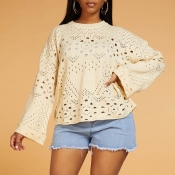 Lovely Chic Hollow-out White Sweater