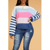 Lovely Chic Color-lump Patchwork Multicolor Sweate