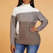 Lovely Chic Patchwork Brown Sweater