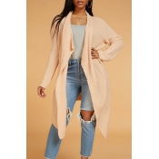 Lovely Leisure Turndown Collar Apricot Cardigan