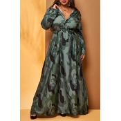 Lovely Casual Turndown Collar Camouflage Printed G