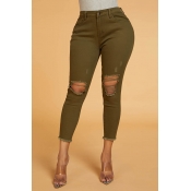 Lovely Chic Hollow-out Army Green Jeans