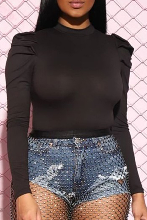 Lovely Chic Skinny Black Bodysuit