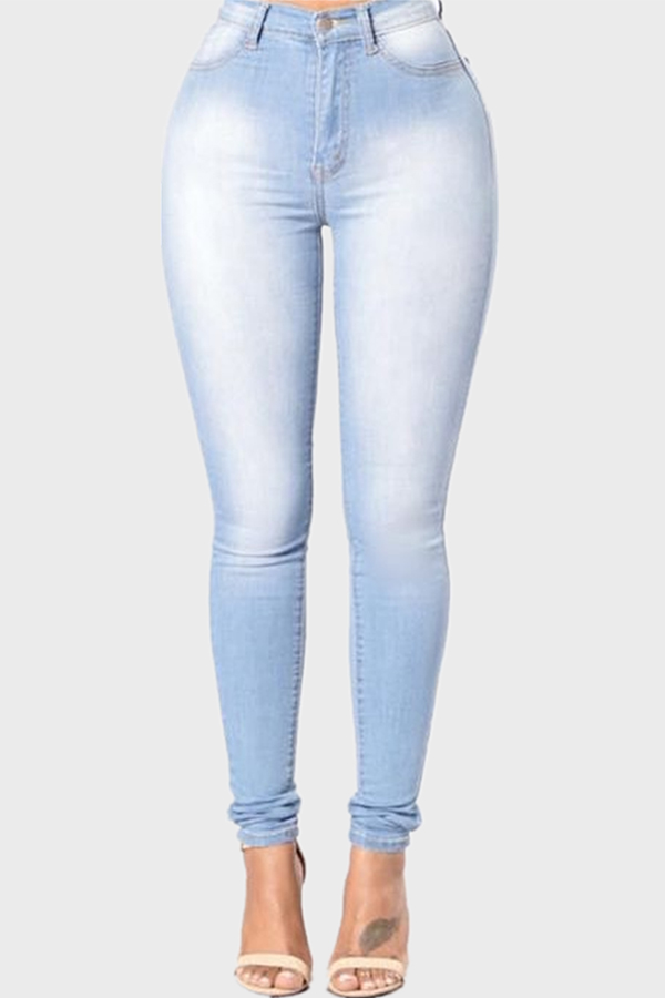 

Lovely Casual Skinny Baby Blue Jeans