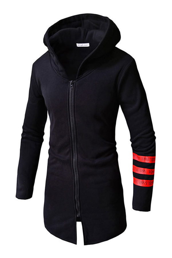 

Lovely Casual Patchwork Black Hoodie