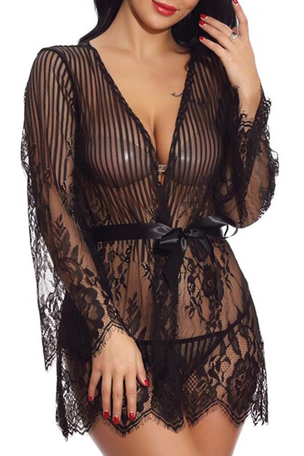 

Lovely Sexy See-through Black Babydolls