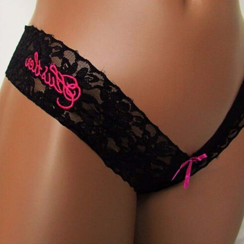 

Lovely Sexy Lace Letter Black Panties