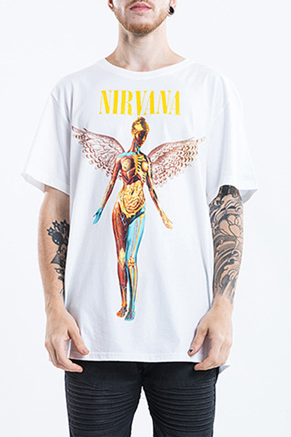 

Lovely Casual Print White T-shirt