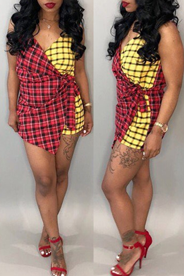 

Lovely Chic Plaid Print Red Mini Dress