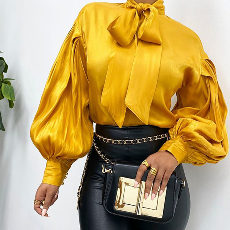 

Lovely Chic Knot Design Yellow Blouse