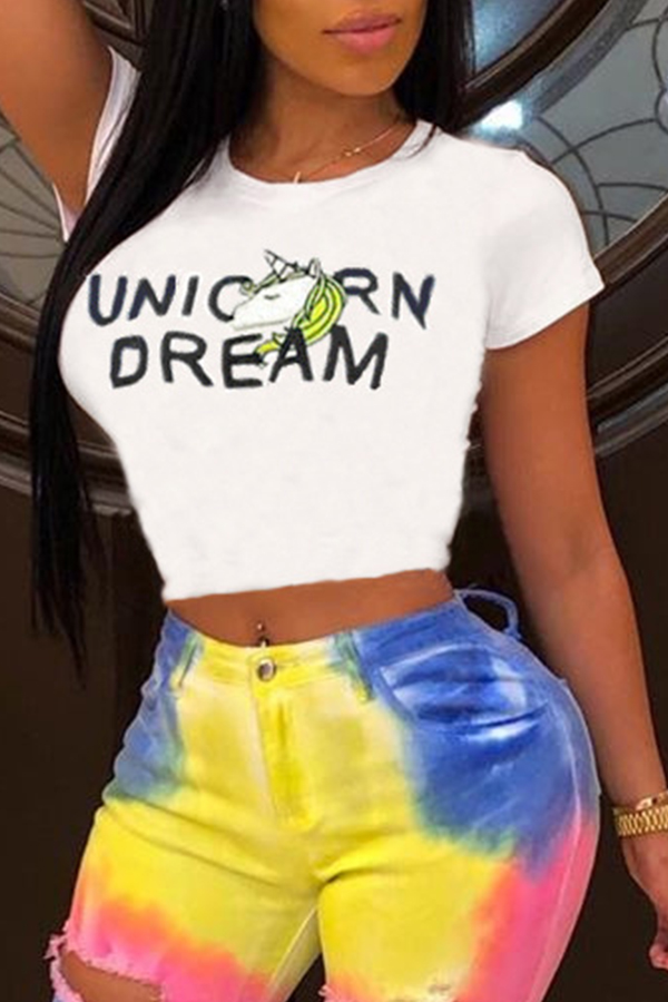 

Lovely Leisure Print White T-shirt