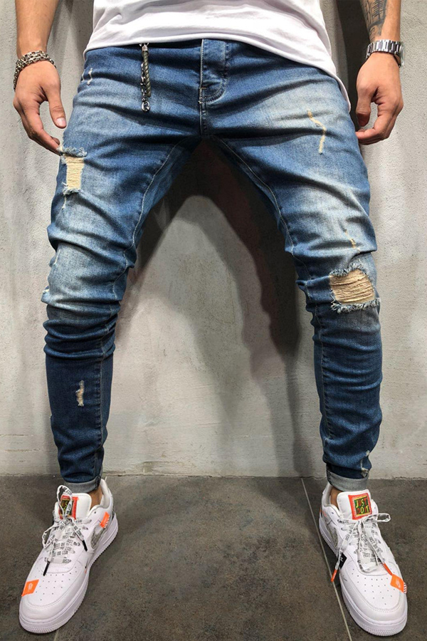 

Lovely Casual Hollow-out Deep Blue Jeans