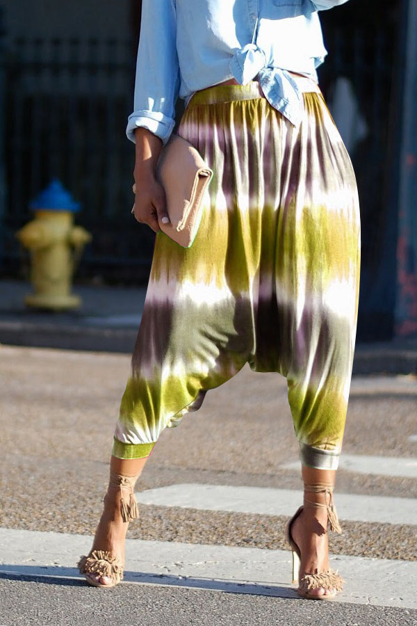 

Lovely Chic Loose Print Yellow Pants