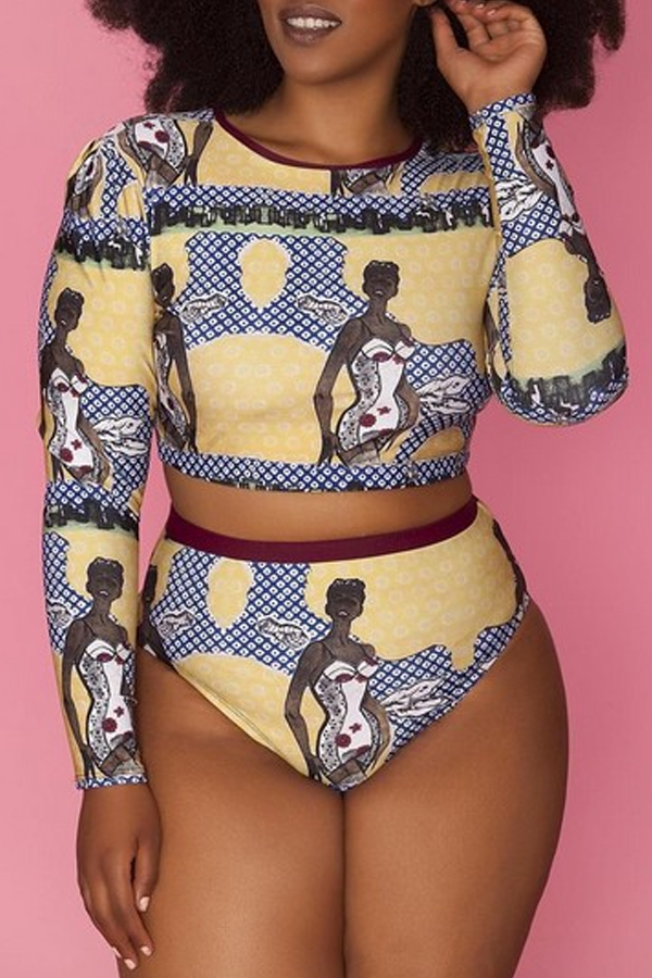 

Lovely Print Multicolor Two-piece Swimsuit, Multi