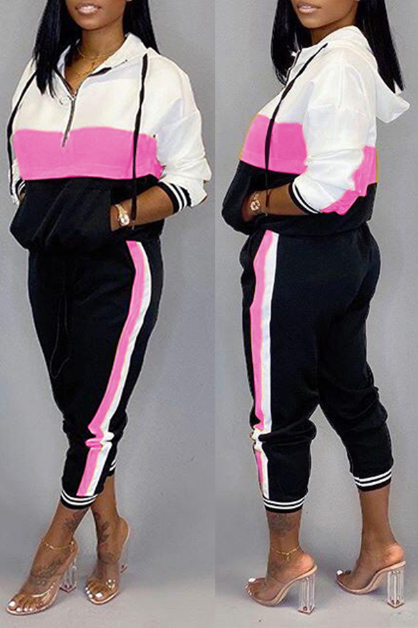 

Lovely Stylish Patchwork Pink Two-piece Pants Set