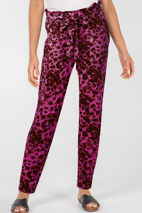 Lovely Casual Print Rose Red Pants