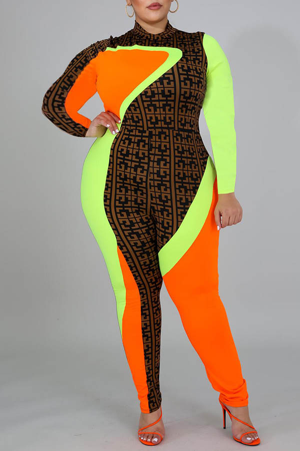 

Lovely Casual Print Multicolor Plus Size One-piece Jumpsuit, Multi