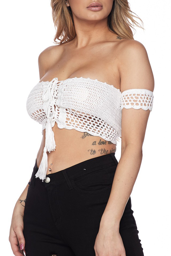 

Lovely Bohemian Hollow-out White Camisole