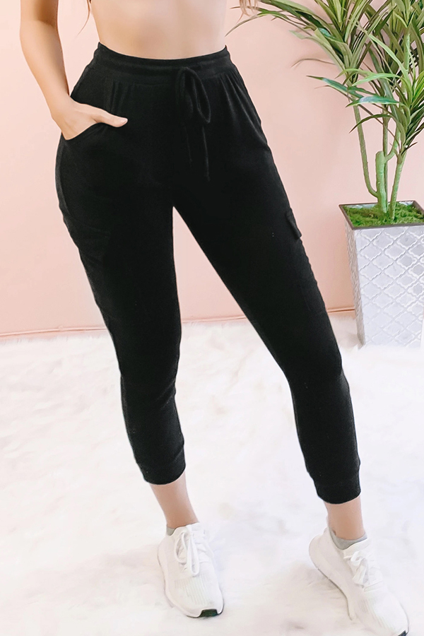 

Lovely Casual Patchwork Black Pants