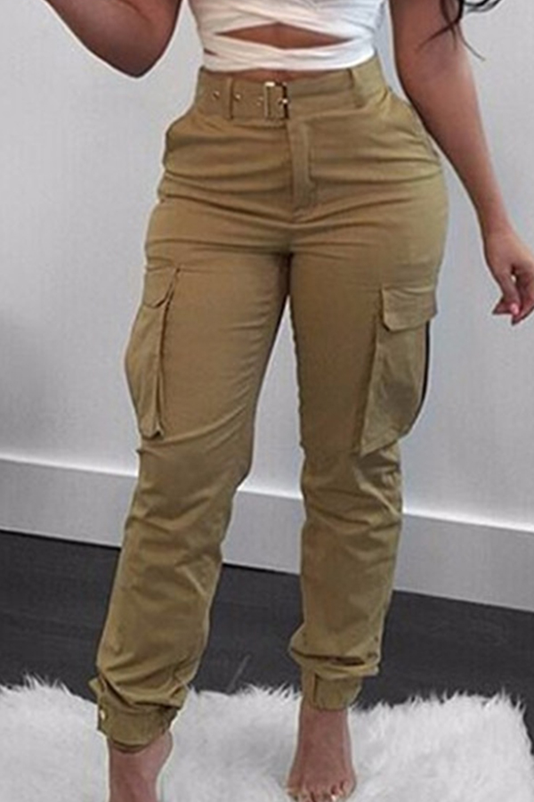 

Lovely Casual Patchwork Khaki Pants