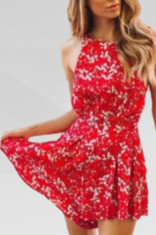 

Lovely Chic Print Red One-piece Romper