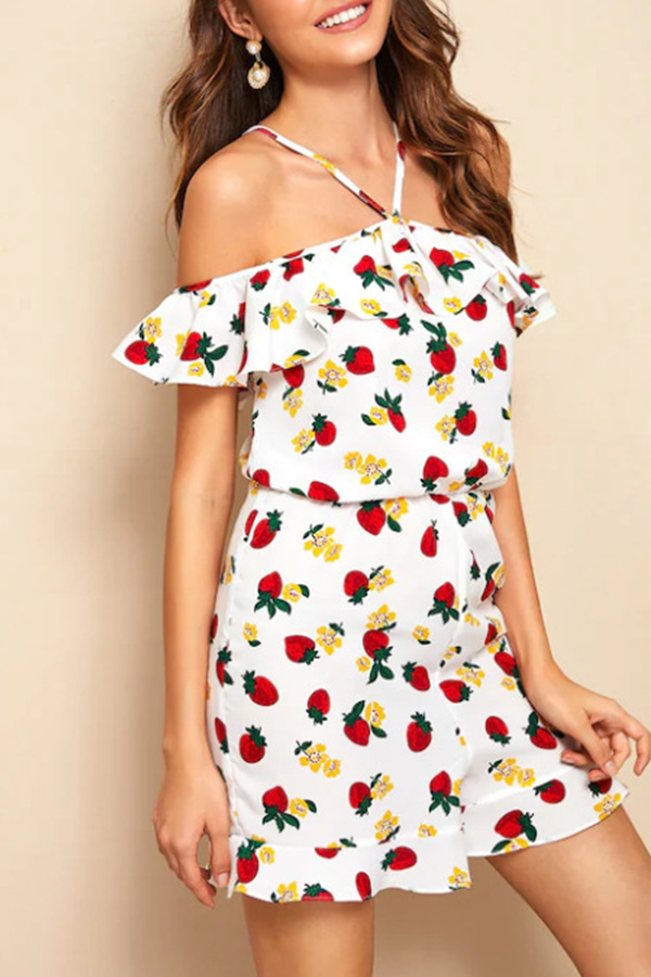 

Lovely Chic Print White One-piece Romper