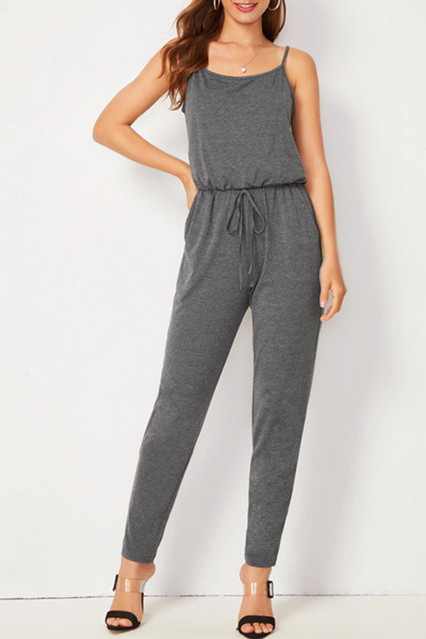 

Lovely Casual Basic Grey One-piece Jumpsuit