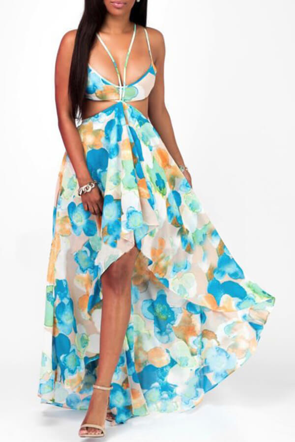 

Lovely Casual Backless Print Green Ankle Length Dress