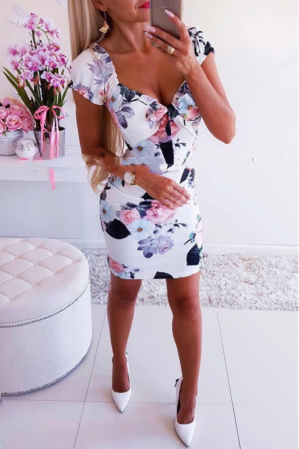 

Lovely Casual Print White Mini Dress