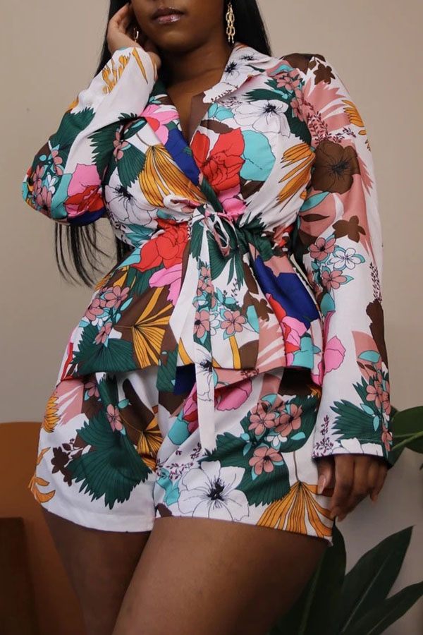 

Lovely Casual Print Multicolor Two-piece Shorts Set, Multi