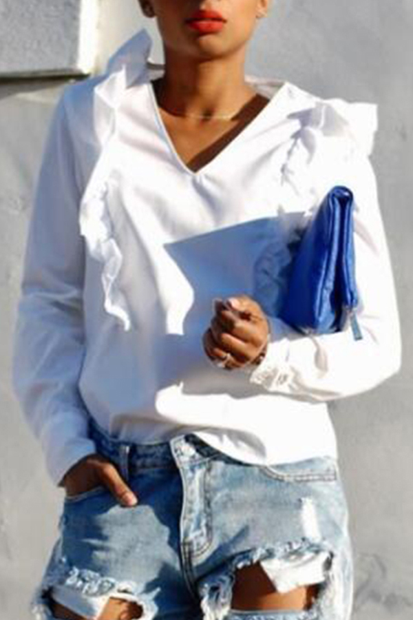 

Lovely Work Flounce White Blouse