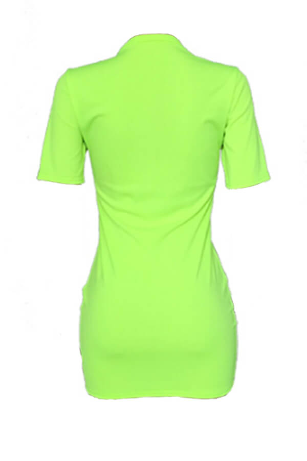 LW Casual Straight Print Green Mini T-shirt Dress