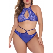 Lovely Sexy Hollow-out Blue Bra Sets