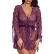 Lovely Sexy See-through Purple Babydolls