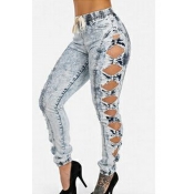 Lovely Chic Hollow-out Baby Blue Jeans