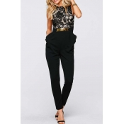Lovely Chic Patchwork Black One-piece Jumpsuit