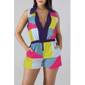 Lovely Casual Patchwork Multicolor One-piece Rompe