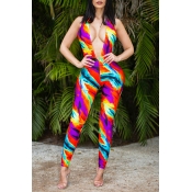 Lovely Sexy Deep V Neck Multicolor One-piece Jumps