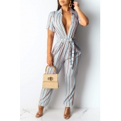Lovely Chic Striped Blue One-piece Jumpsuit