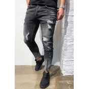 Lovely Casual Hollow-out Black Jeans