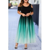 LW Plus Size Casual Patchwork Green Ankle Length D