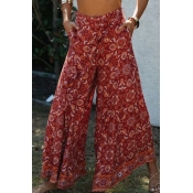 Lovely Chic Loose Print Red Pants