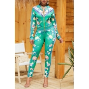 Lovely Chic Print Multicolor Two-piece Pants Set