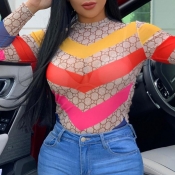 Lovely Casual Patchwork Red T-shirt