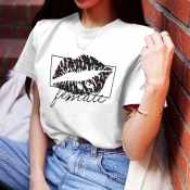 Lovely Casual Lip Print White T-shirt