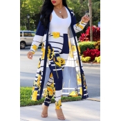 Lovely Casual Print Yellow Two-piece Pants Set