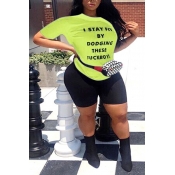 LW Trendy Print Green Two-piece Shorts Set