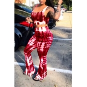 Lovely Leisure Print Red Two-piece Pants Set