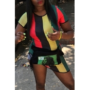 Lovely Casual Striped Print Green T-shirt