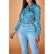 Lovely Chic Print Green Blouse